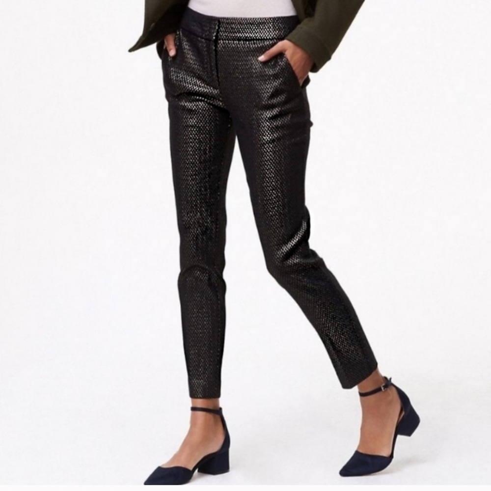 LOFT Marisa Skinny Geo Shimmer Ankle Pants